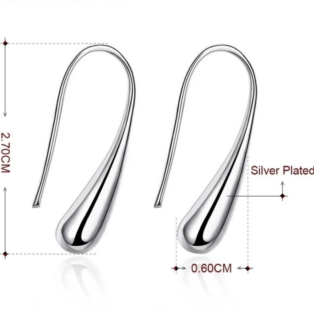 ♡♡Silver plated Earring Jewelry Teardrop earrings - Picture 3 of 5